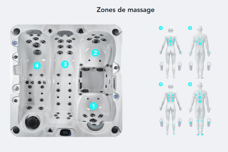 Spa jaccuzi haut de gamme pour 4 personnes BURLINGTON avec 73 jets à Grenoble en Isère