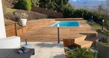Notre zone d'activité pour ce service Installateur de piscine bois semi enterrée de moins de 10m2 avec plage intégrée à
